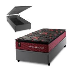 Conjunto Box Baú Toronto Preto 88x188x73 c/ Molas Ensacadas 