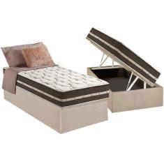 Conjunto Box Baú Solteiro: Colchão Molas Anjos Superlastic Classic + Base CRC Suede Clean(88x188)