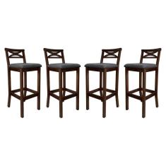 Kit 4 Banquetas Media Estofada para Bancada Madri Madeira Capuccino Suede Cinza CCS