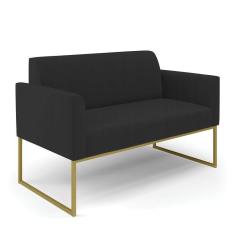 Sofá Namoradeira Base Industrial Dourado Marisa Veludo D03 - D\`rossi Cor Preto