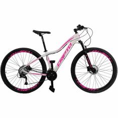 Bicicleta Aro 29 Cripto 27 Marchas Freio Hidráulico Trava K7 - Branco-rosa - 17" Branco-rosa
