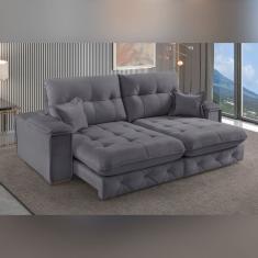 Sofá Retrátil Reclinável 190cm Istambul Yescasa Cinza