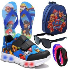 Tenis Masculino De Led Patrulha Canina + Mochila Chinelo Oculos Relogi
