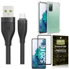 Capinha Samsung S20 Fe + Cabo Tipo C 2 Metros + Película 3D - Armyshie