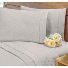 Jogo Lençol Algodão Casal Queen Ponto Palito 4 Pecas Percal - Bordados