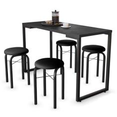 Conjunto Mesa de Cozinha Prattica Industrial 120cm com 4 Banquetas F02