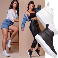 Conjunto de Tenis femininos estilo esporte em branco e preto para uma 