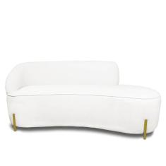 Sofá 3 Lugares Orgânico 180cm Pé Ferro Dou Morgan Bouclê L01 - D`rossi Cor Off White