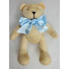 Urso articulado pelúcia bege  g.34cm nichos decoração quarto bebê - XÚ