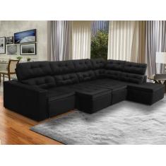 Sofá de Canto Chaise D 373 x 220 Cm Retrátil Reclinável Mola Bonnel D2