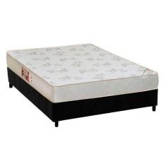 Cama Box Casal: Colchão Espuma D33 Castor Sleep Max Relax + Base Crc Suede Black(138X188)