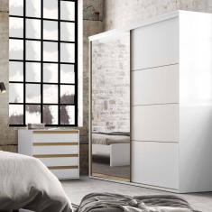 Guarda Roupa Casal com Espelho 2 portas de Correr 100 MDF Eleganza Belmax