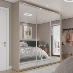 Guarda Roupa Casal 100% mdf bp com 3 Portas Espelho Zermatt