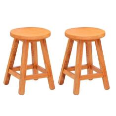 Kit 2 Banquetas Baixa Sem Encosto Madeira Maciça Natural