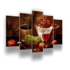 Quadro Decorativo Mosaico 5 Peças Mod1252 Bebida Uvas