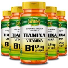Kit 5 Vitamina B1 Tiamina Unilife 60 Cápsulas