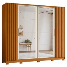 Guarda Roupa Casal 4 Portas 8 Espelhos Jacarandá Flex Cinamomo/off White - Albatroz
