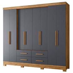 Guarda Roupa Casal San Lorenzo 8 Portas Freijó Cinza - Moval