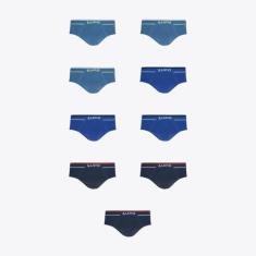 Kit 9 Cuecas Lupo Slip Fio Texturizado Sortidos 00624-003, Azul, Azul 