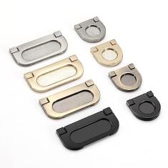 Evionlin 【Pacote com 2】 Puxador embutido preto puxador invisível para gaveta dobrável instalação oculta lustrada embutida para móveis puxadores de porta de armário com parafusos