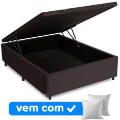 Cama Box Baú Casal 138x188x41cm Varias Cores + 2 Travesseiros FL - Col