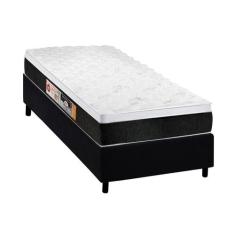 Cama Box Solteiro: Colchão Espuma D45 Castor Black e White AIR + Base 