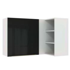 Armário Aéreo de Canto com Adega Acoplada Madesa Lux 1 Porta - Branco/Preto