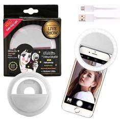 Luz de Selfie Ring Light Anel Led Flash Celular Tablet Smartphone Recarregável Branco