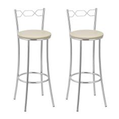 Kit 2 Banquetas Cromadas BC51-A A110 Cromado/Bege