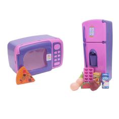 Kit Cozinha Infantil Geladeira Microonda Mercado 27Peças