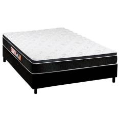 Cama Box Casal: Colchão Espuma Castor D45 Black e White Air + Base CRC Courano Black(138x188)