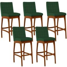 Kit 05 Banquetas Altas Mila Suede Verde Musgo