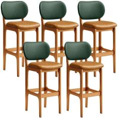 Kit 5 Banquetas Alta Betta Imbuia Facto Verde Whisky