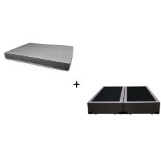 Cama Box Bipartido Casal Sintético Marrom 138 com Colchão Boston Bello Box - 100% Espuma - D33 Cinza