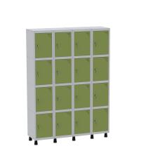 Armário Guarda Volume Locker Roupeiro 16 Portas Aço GRF 504/16 Cinza/Verde Miró