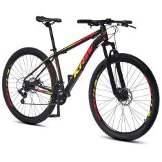 Bicicleta Aro 29 Krw Alumínio 24 Vel Freio A Disco X52 Quadro 17 Preto-Amarelo E Vermelho