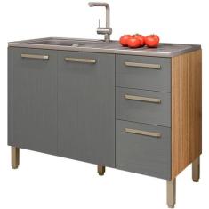 Balcao Para Pia 120cm 3 Portas 2974 Freijo Gris KTP - Kits Paraná, Fre