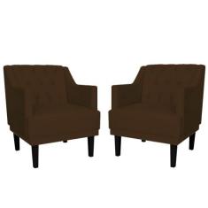 Kit 02 Poltronas Decorativa Clássica Suede Cores - DS Estofados, Marro