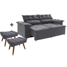 Conjunto sofá Compact 2 metros retrátil e reclinável Molas Espirais Su