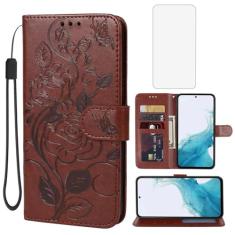 Vavies Capa para Galaxy A54 5G, capa carteira para Samsung A54 5G SM-A546E com protetor de tela de vidro temperado, capa de couro floral com suporte para cartão de crédito para Samsung Galaxy A54 5G