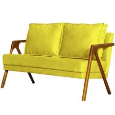 Namoradeira Decorativa Marília Linho Bege - Golden Moveis,  Veludo Ama