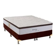 Cama Box King: Colchão Molas Herval Maxspring Edimburgo + Base Crc Suede Brown(193X203)