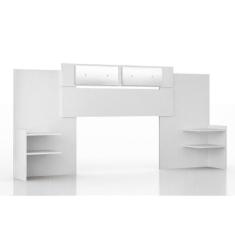 Painel Cama Box Madeirado Solteiro/Casal/Queen Mila c/ Espelho Branco 