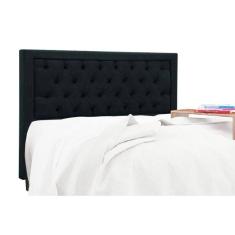 Painel de Cama Box Estofada Baronesa Casal - Suede Negro - Simbal