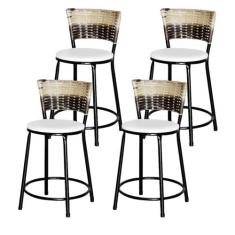 Jogo 4 Banqueta Baixa Ratan Hawai Preta Cappuccino Premium - Lamar Des