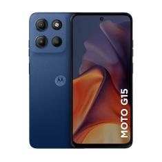 Smartphone Motorola Moto G15 128GB - Azul Escuro, 12GB (4GB RAM + 8GB RAM Boost), Câmera 50MP, Selfie 8MP e Tela 6,7&quot;