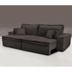 Sofa Retrátil E Reclinável Com Molas Cama Inbox Premium 2,52m Tecido Em Linho Marrom
