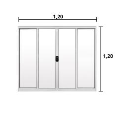 Janela De Alumínio De Correr 120x120cm 4 Folhas Hale Esquadrias Branco
