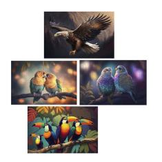 Kit 4 Quebra-cabeças Cognitivos Belos Pássaros de 60 peças - Reidopend