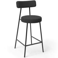 Banqueta Baixa Para Cozinha Sala De Jantar Bar Bancada Milão L02 Bouclê Preto - Lyam Decor